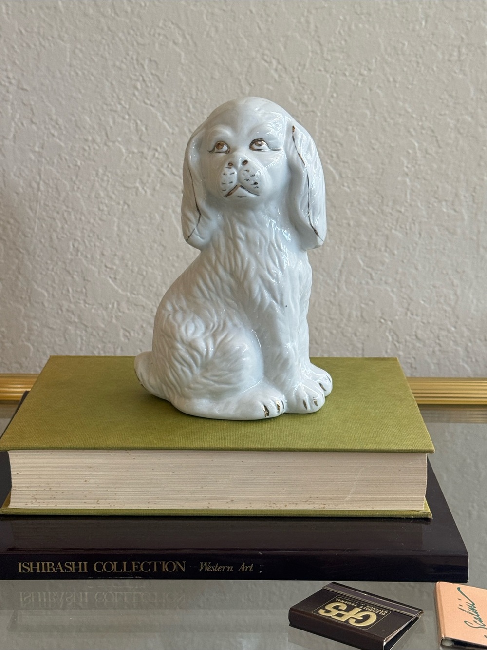 Vintage Staffordshire Ceramic Dog Statue